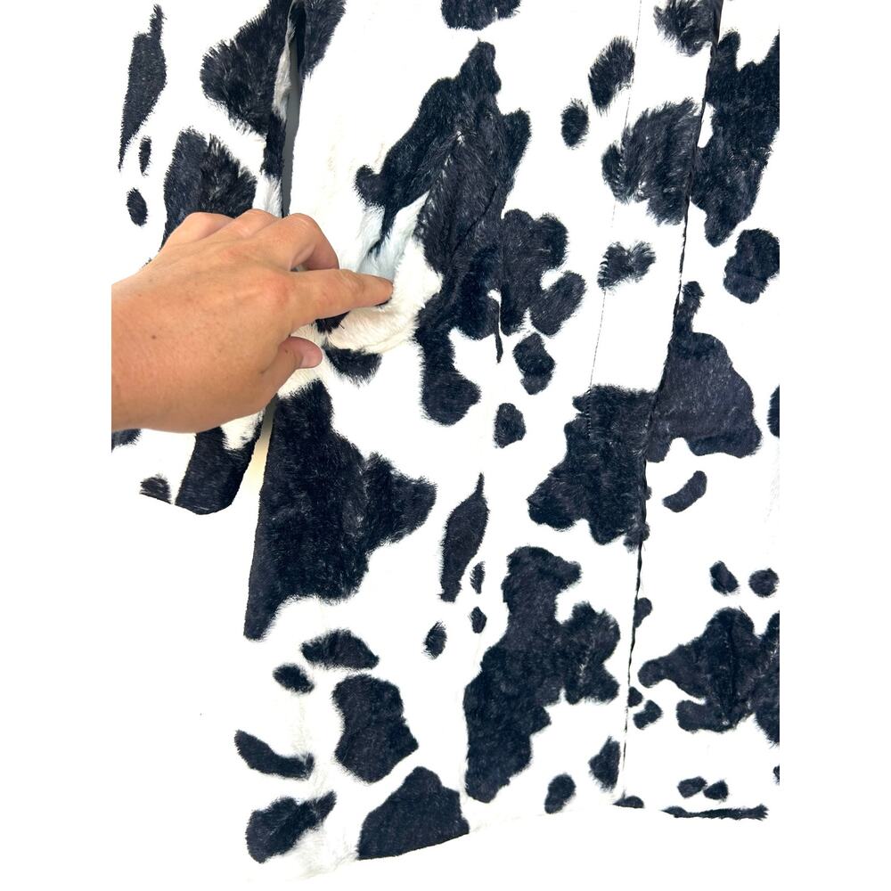 Vintage Cache Y2K Cow Print Fur Fuzzy Coat Western Festival Statement Small - Picture 5 of 6